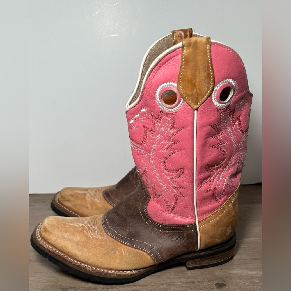 JHon Davis‎ Youth Pink/Brown/Leather Western Boots *See Measurement.